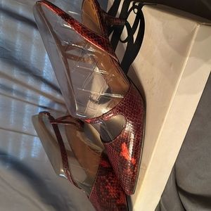 NIB Nine West Red Snakeskin Kitten Heel- 8.5